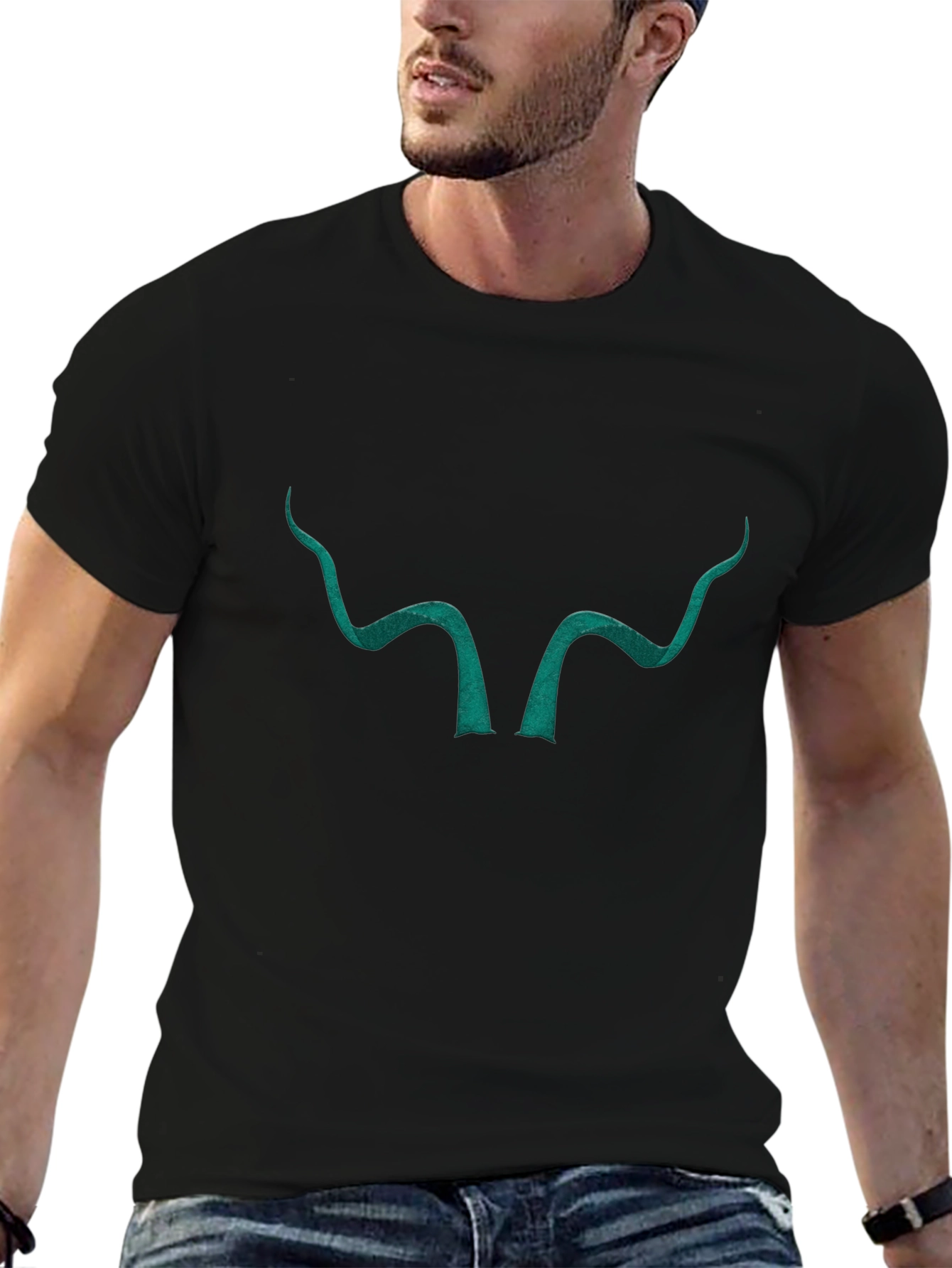 Black Tee with Tentacle Graphic