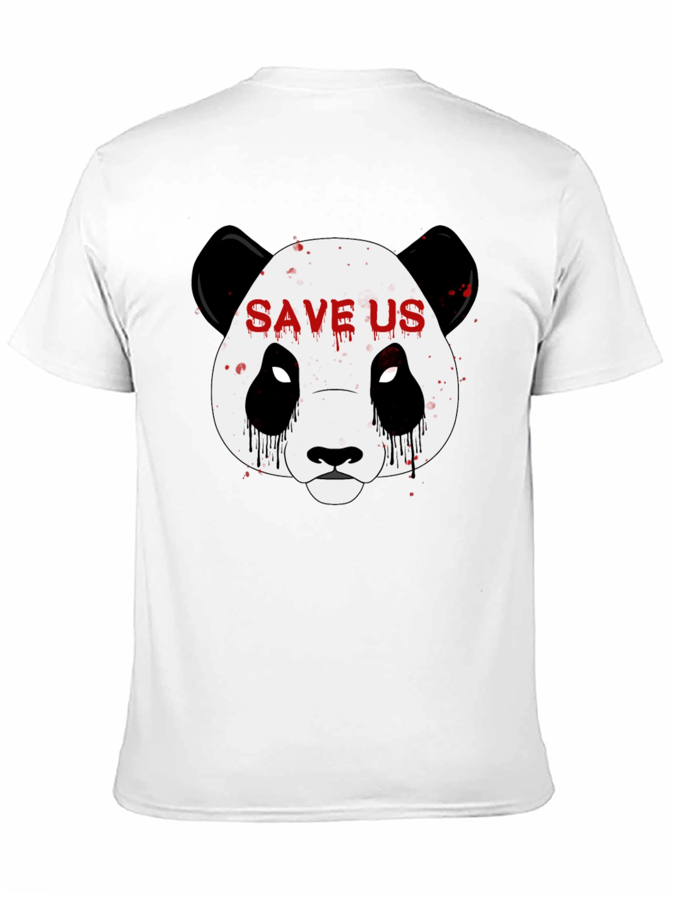 Save Us Panda Graphic Print Black T-Shirt