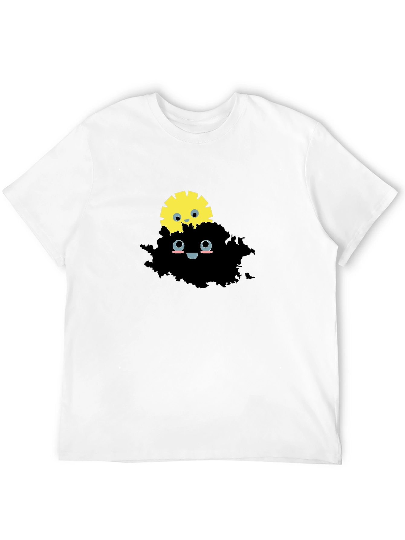 Sunshine & Cloud Graphic Tee - Trendy Black T-Shirt