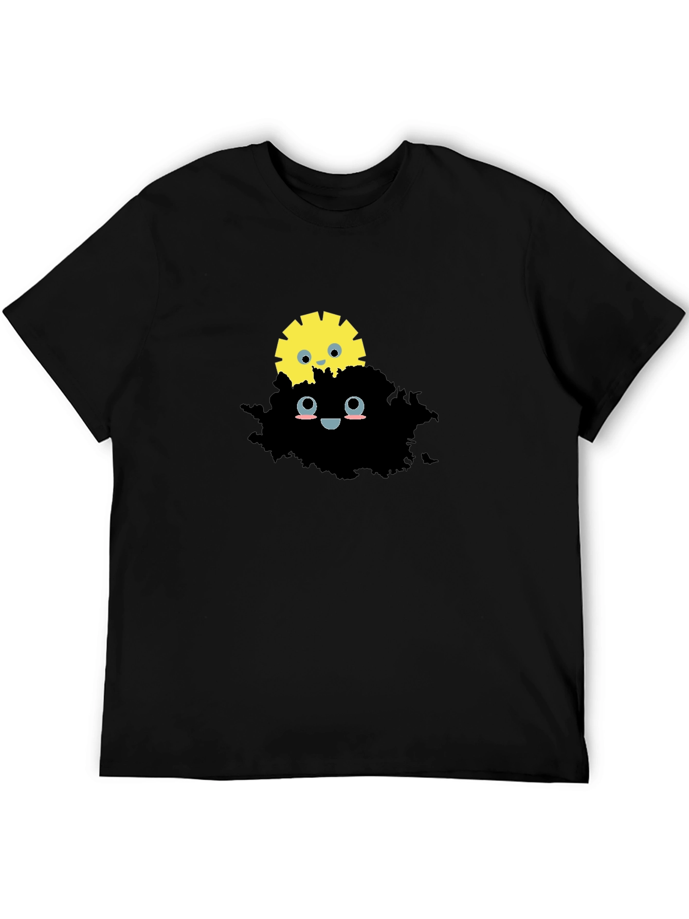 Sunshine & Cloud Graphic Tee - Trendy Black T-Shirt