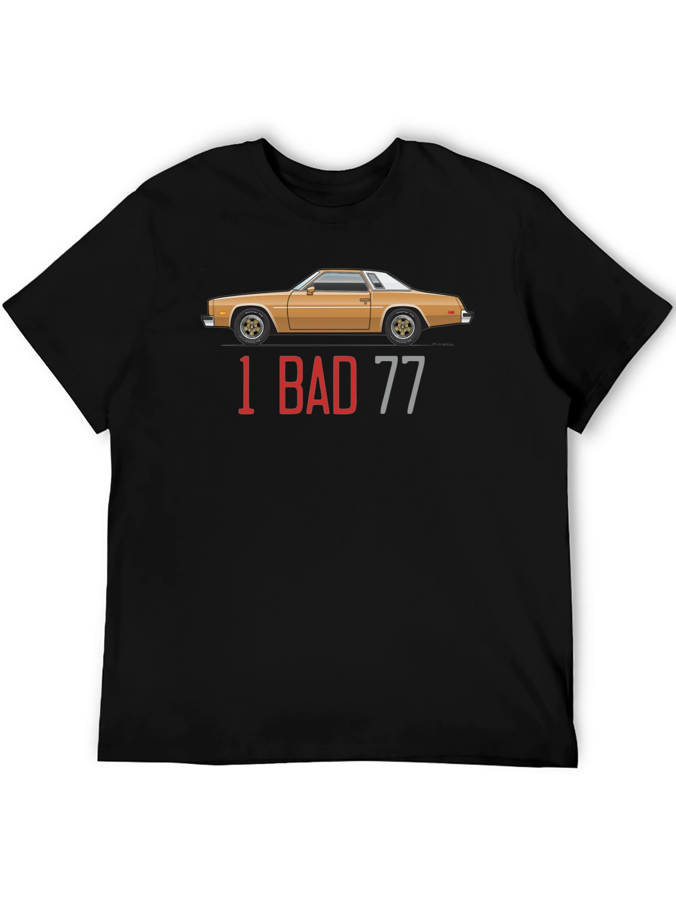 1 Bad 77 Car Graphic Black T-Shirt