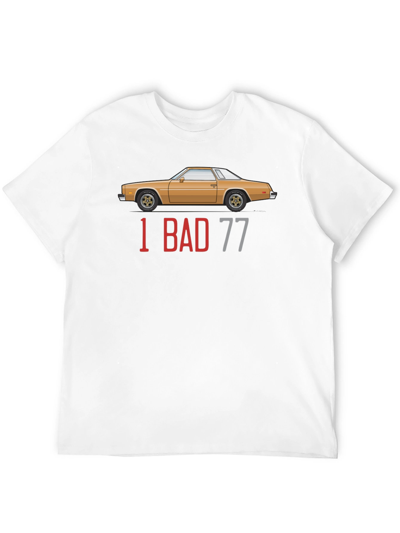 1 Bad 77 Car Graphic Black T-Shirt