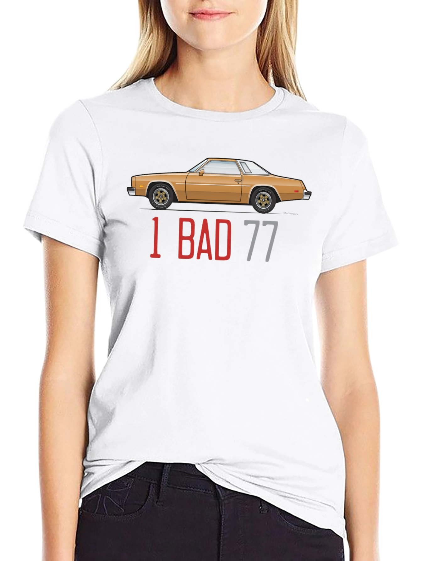1 Bad 77 Car Graphic Black T-Shirt