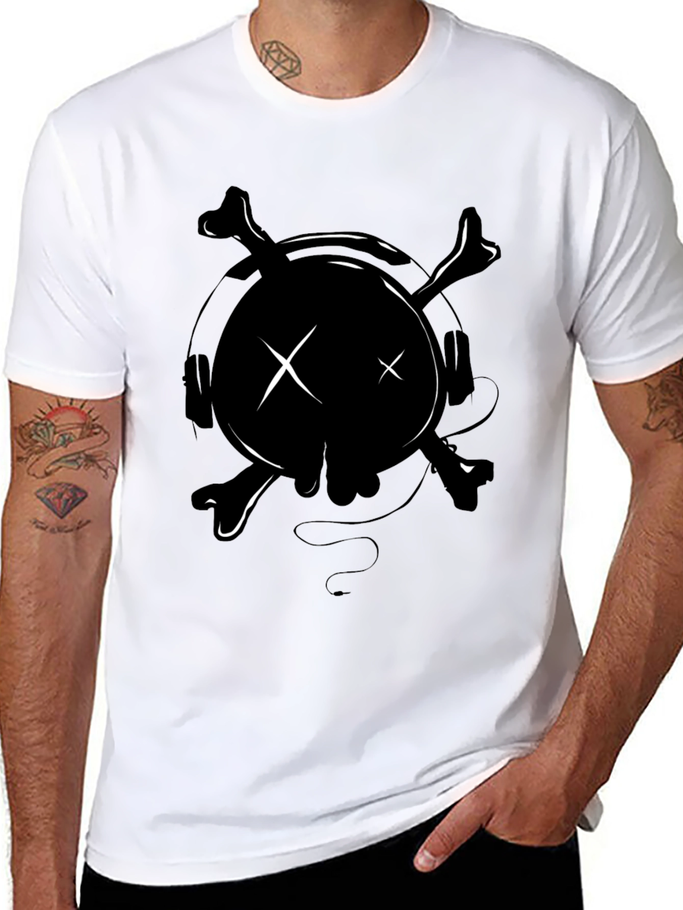 Skull Headphones Graphic Tee - Edgy Style