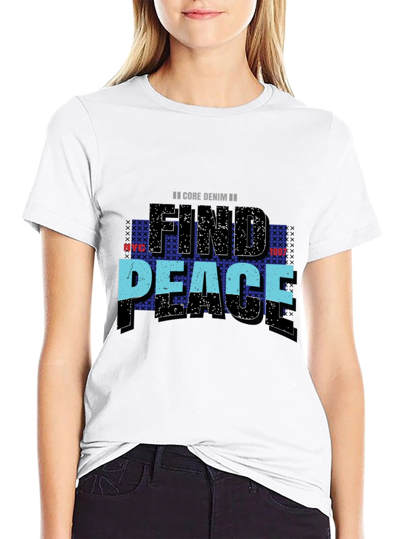 Find Peace Core Denim Graphic Tee