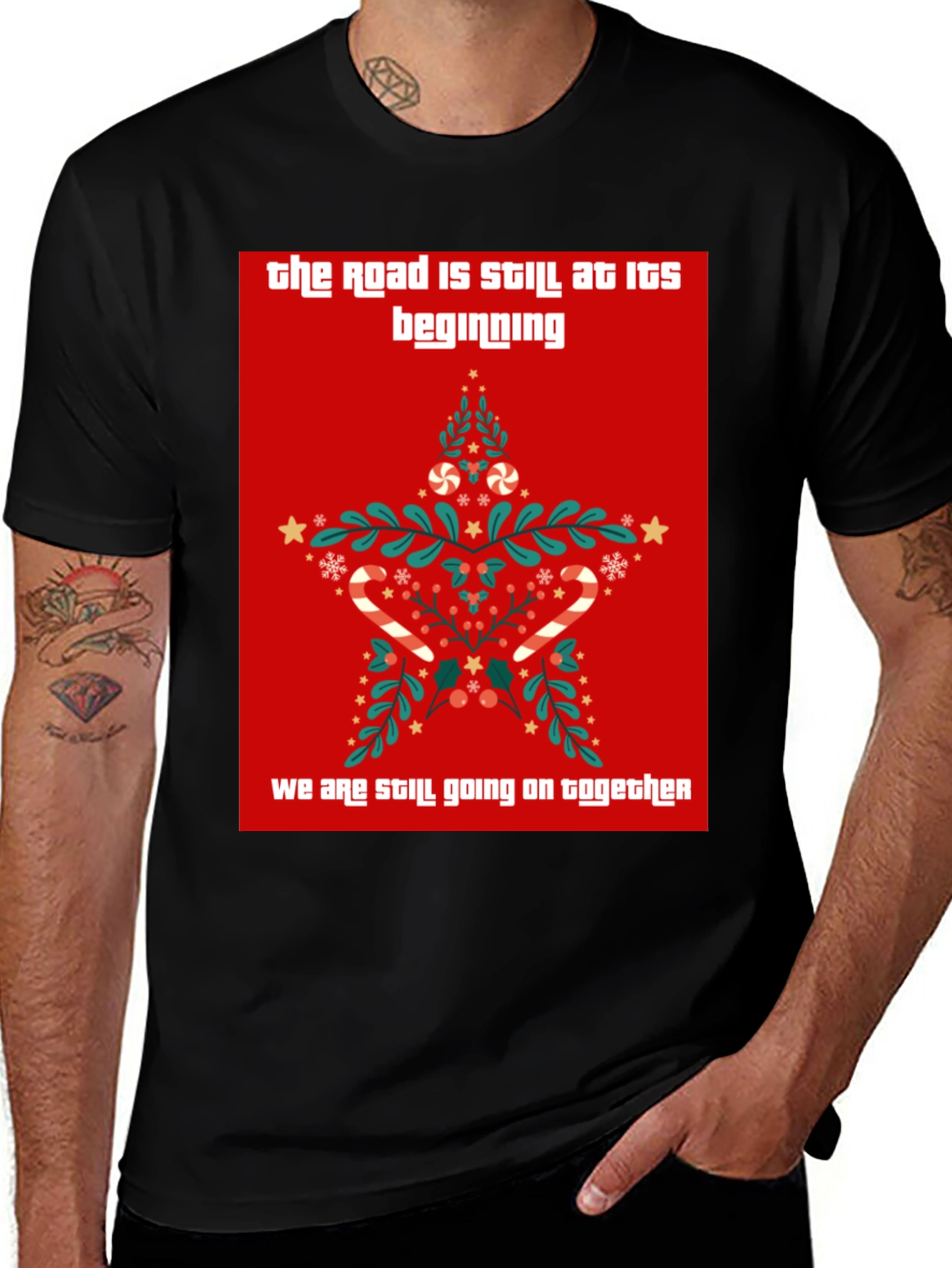 Festive Holiday Christmas Star Graphic Tee Shirt