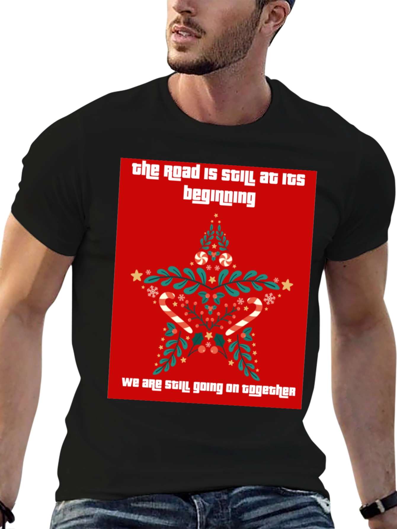 Festive Holiday Christmas Star Graphic Tee Shirt
