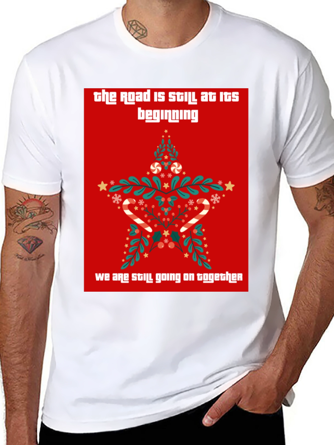Festive Holiday Christmas Star Graphic Tee Shirt