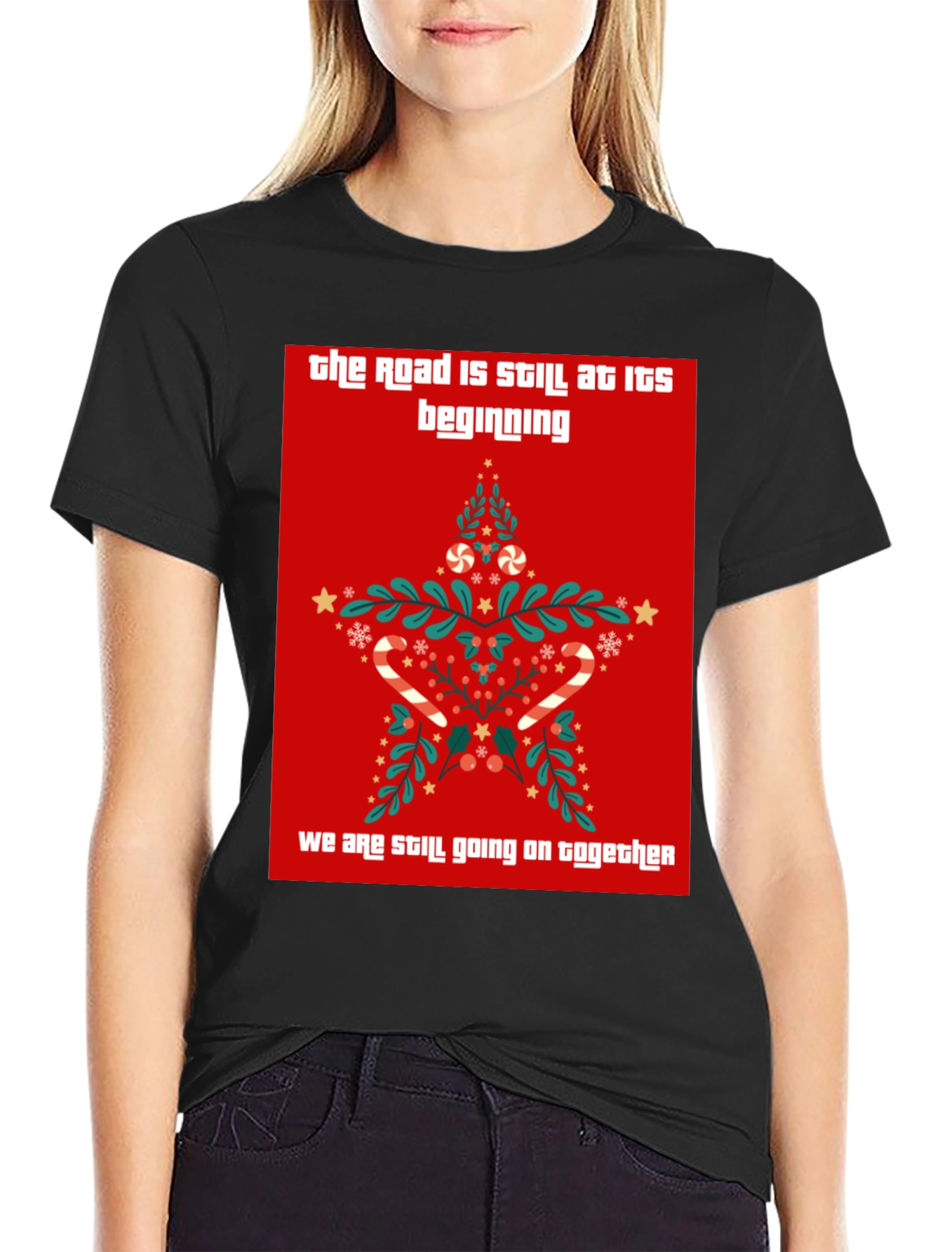 Festive Holiday Christmas Star Graphic Tee Shirt