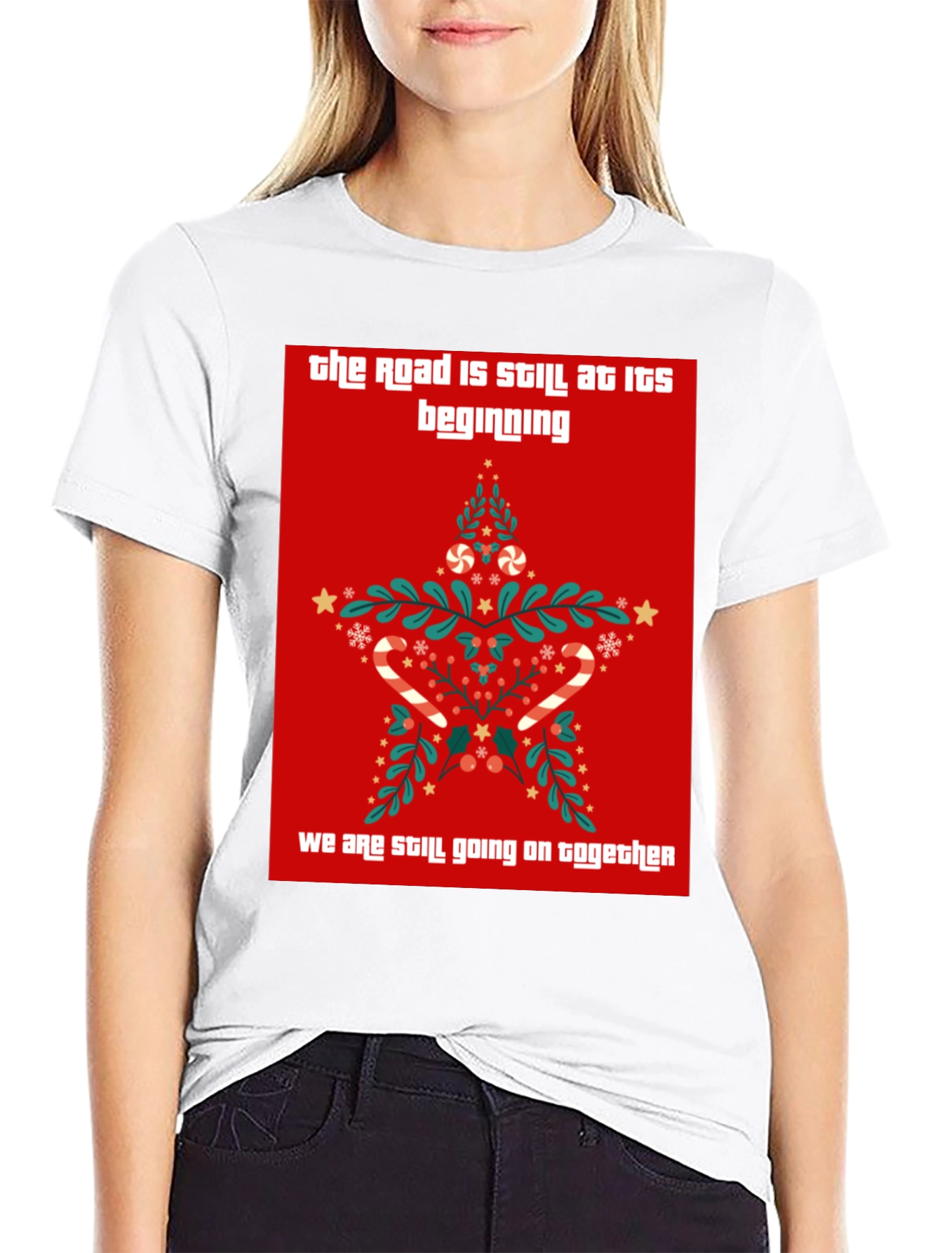Festive Holiday Christmas Star Graphic Tee Shirt