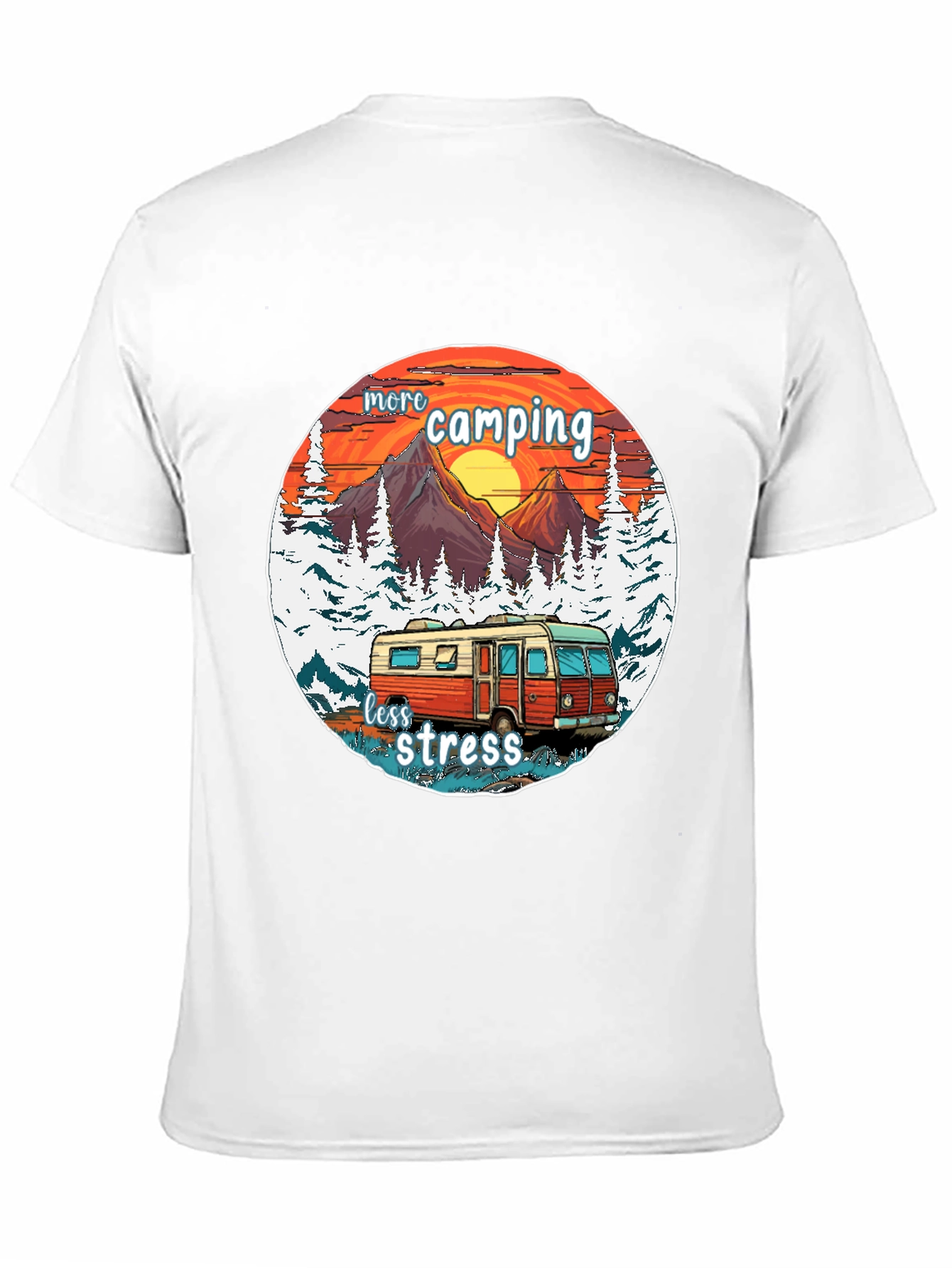 More Camping Less Stress Graphic Tee