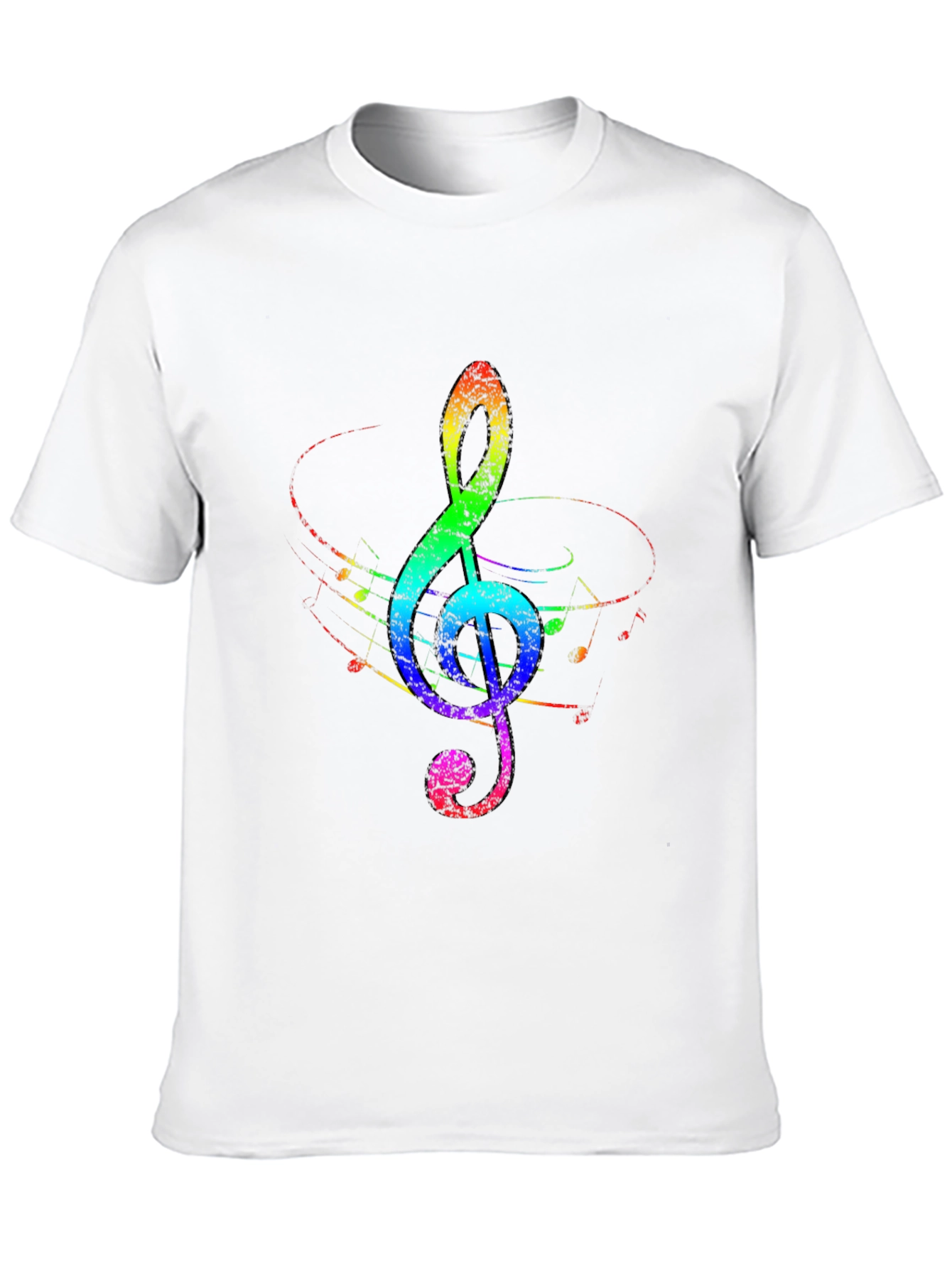 Rainbow Treble Clef Black T-Shirt