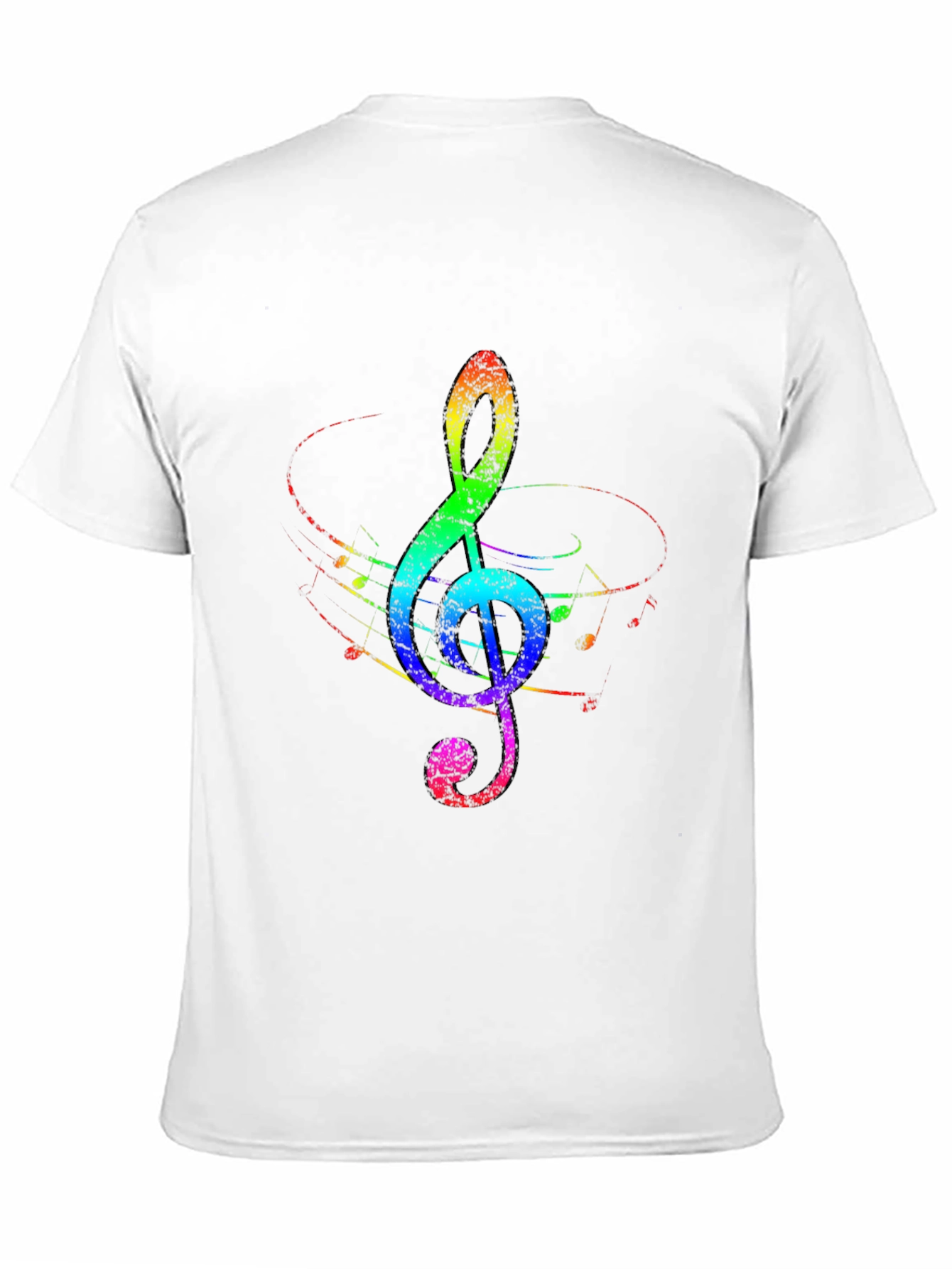 Rainbow Treble Clef Black T-Shirt