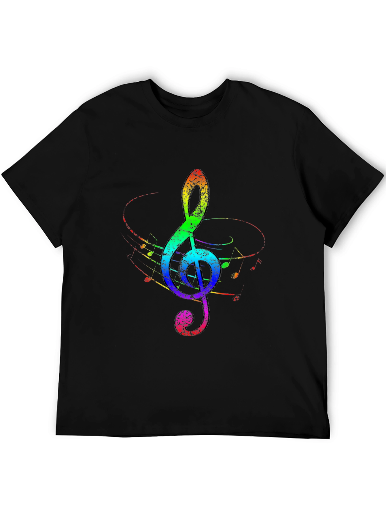 Rainbow Treble Clef Black T-Shirt