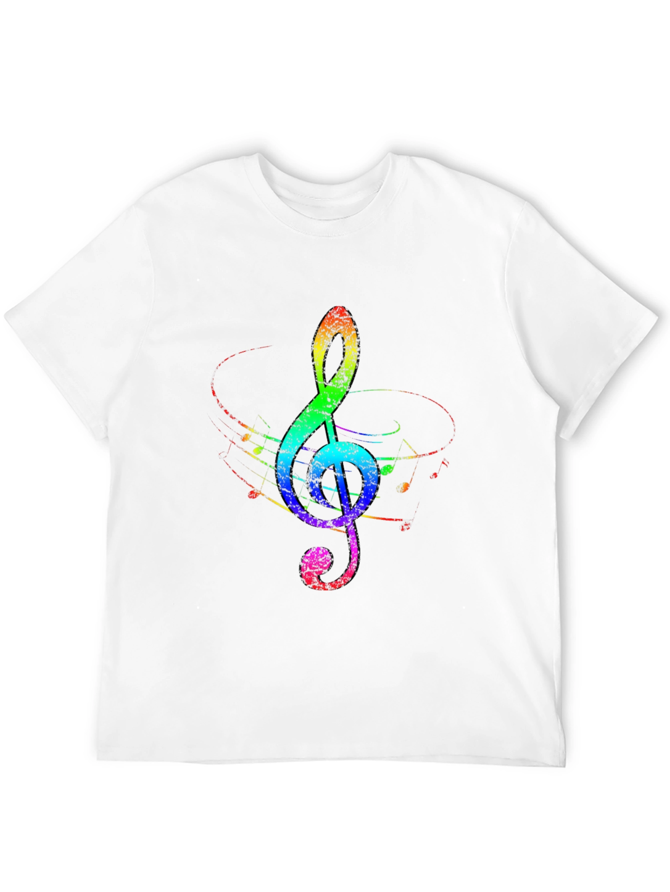 Rainbow Treble Clef Black T-Shirt