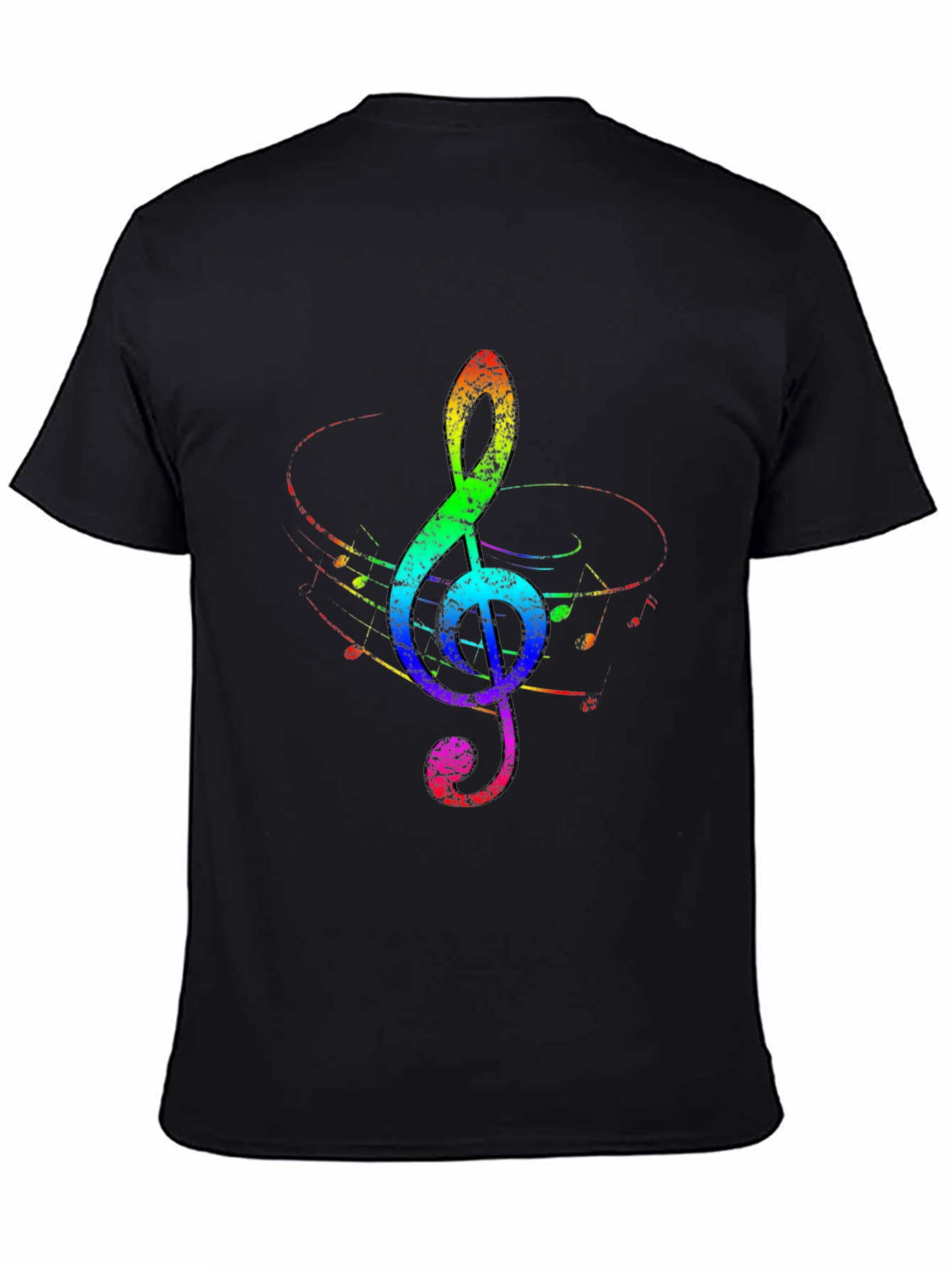 Rainbow Treble Clef Black T-Shirt
