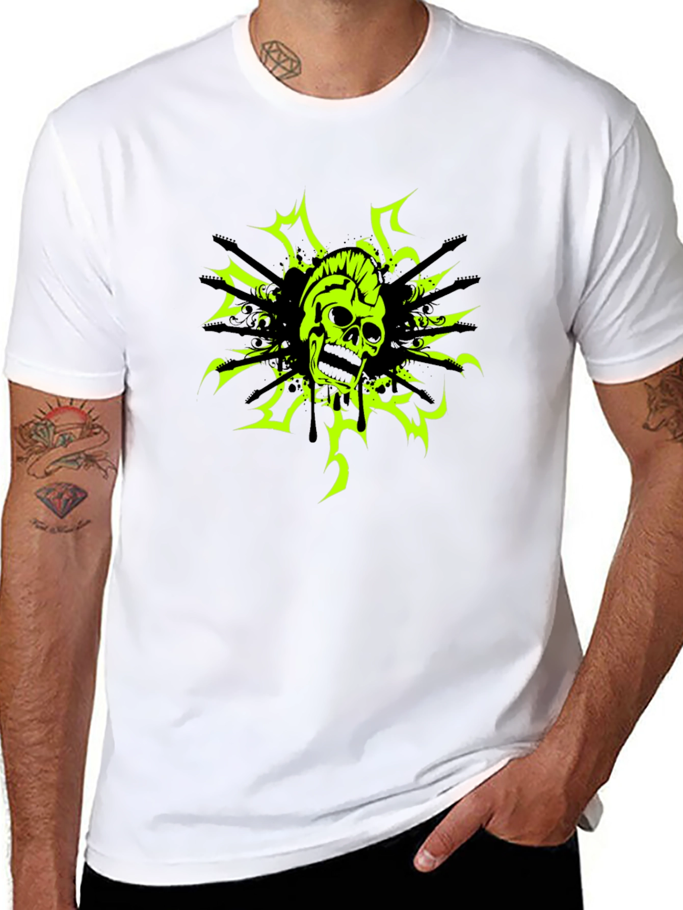 Skull & Guitars Graphic Tee - Black