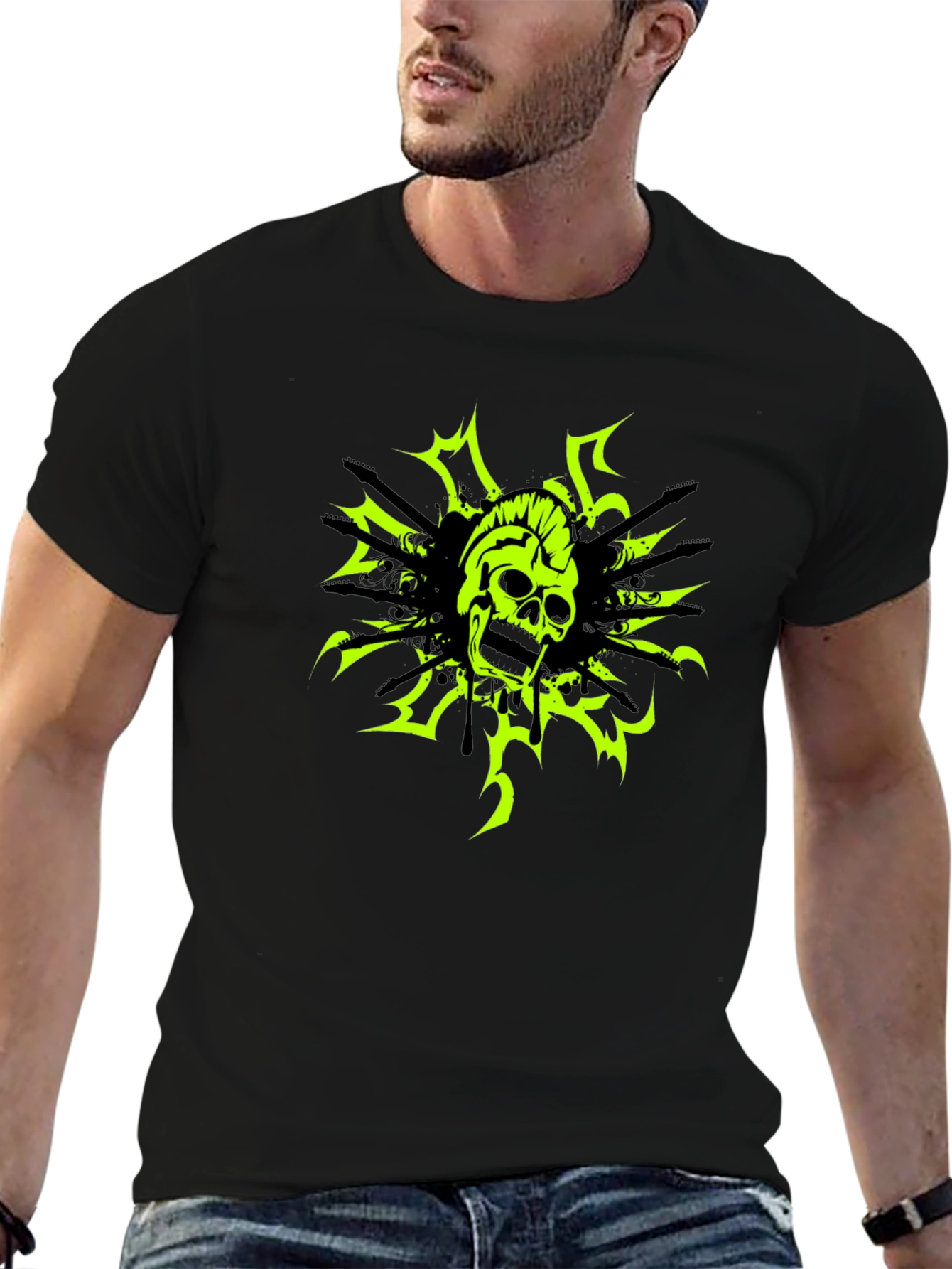 Skull & Guitars Graphic Tee - Black