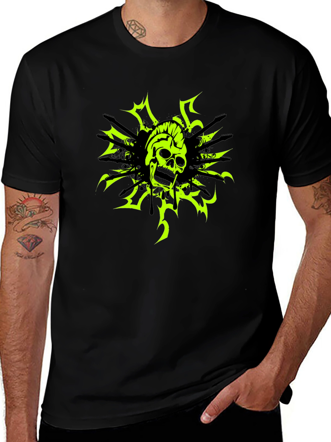 Skull & Guitars Graphic Tee - Black