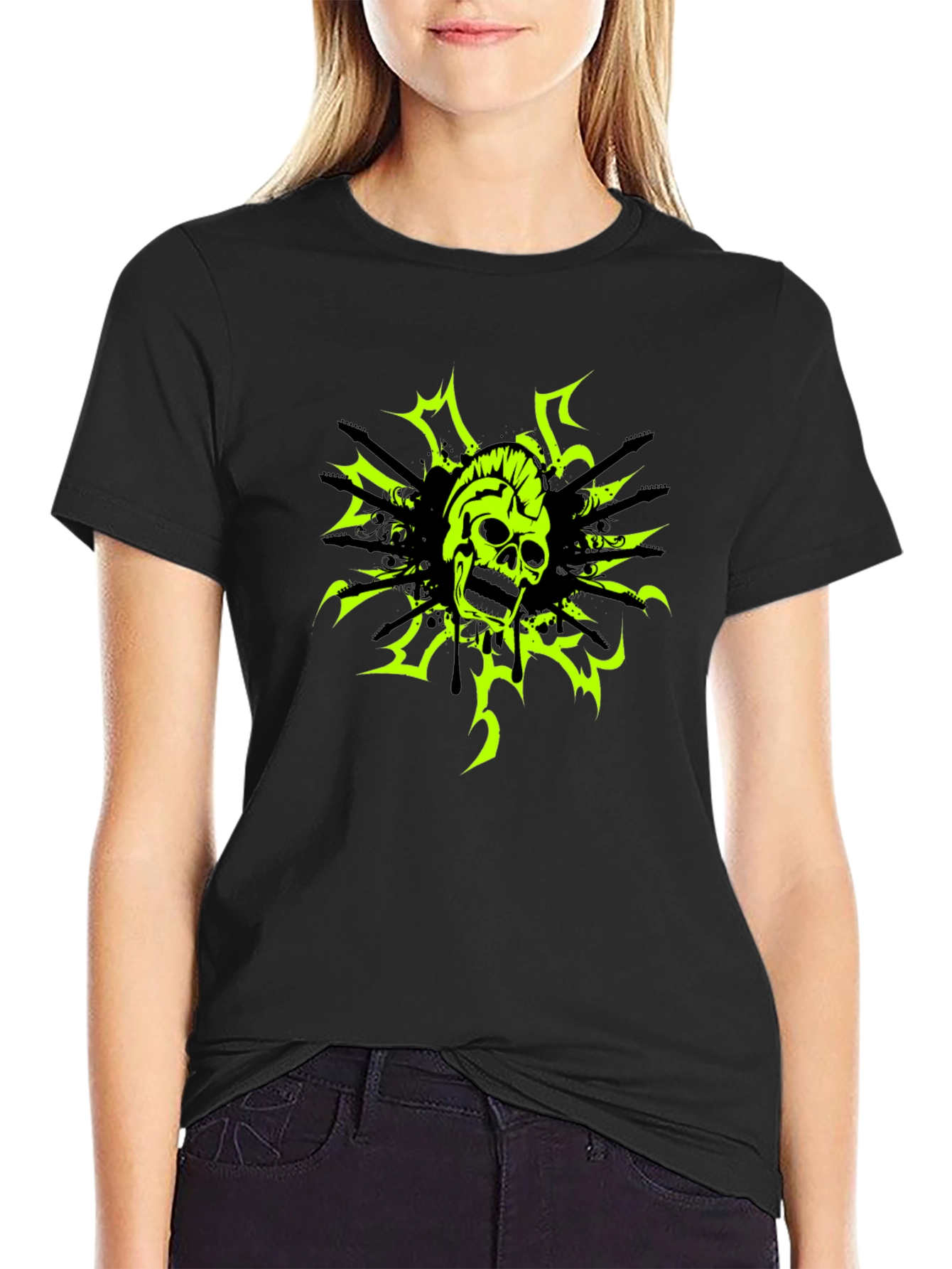 Skull & Guitars Graphic Tee - Black