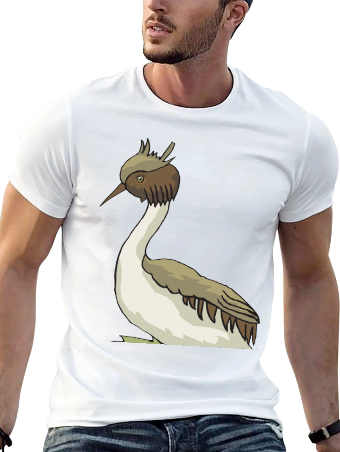 Unique Bird Graphic Tee - Black Cotton Blend