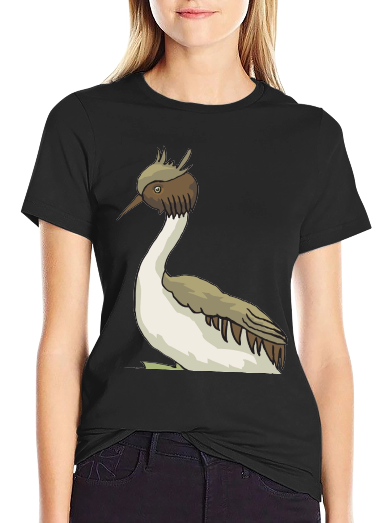 Unique Bird Graphic Tee - Black Cotton Blend