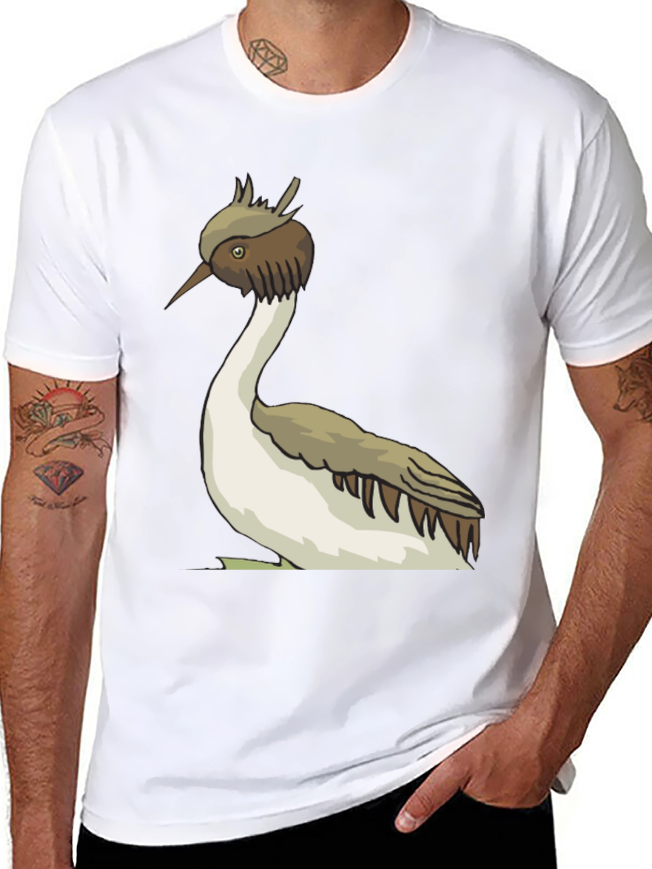 Unique Bird Graphic Tee - Black Cotton Blend