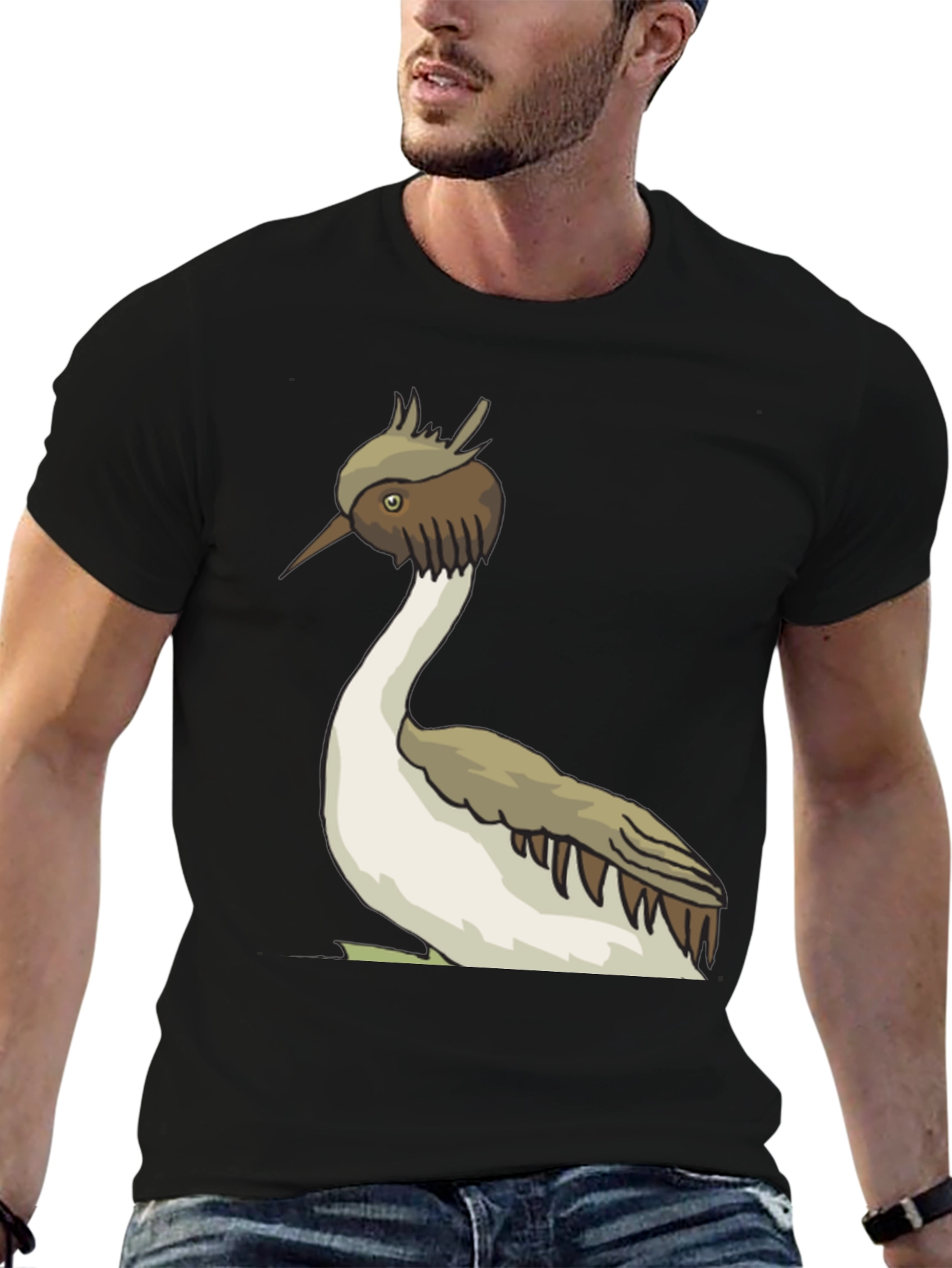 Unique Bird Graphic Tee - Black Cotton Blend