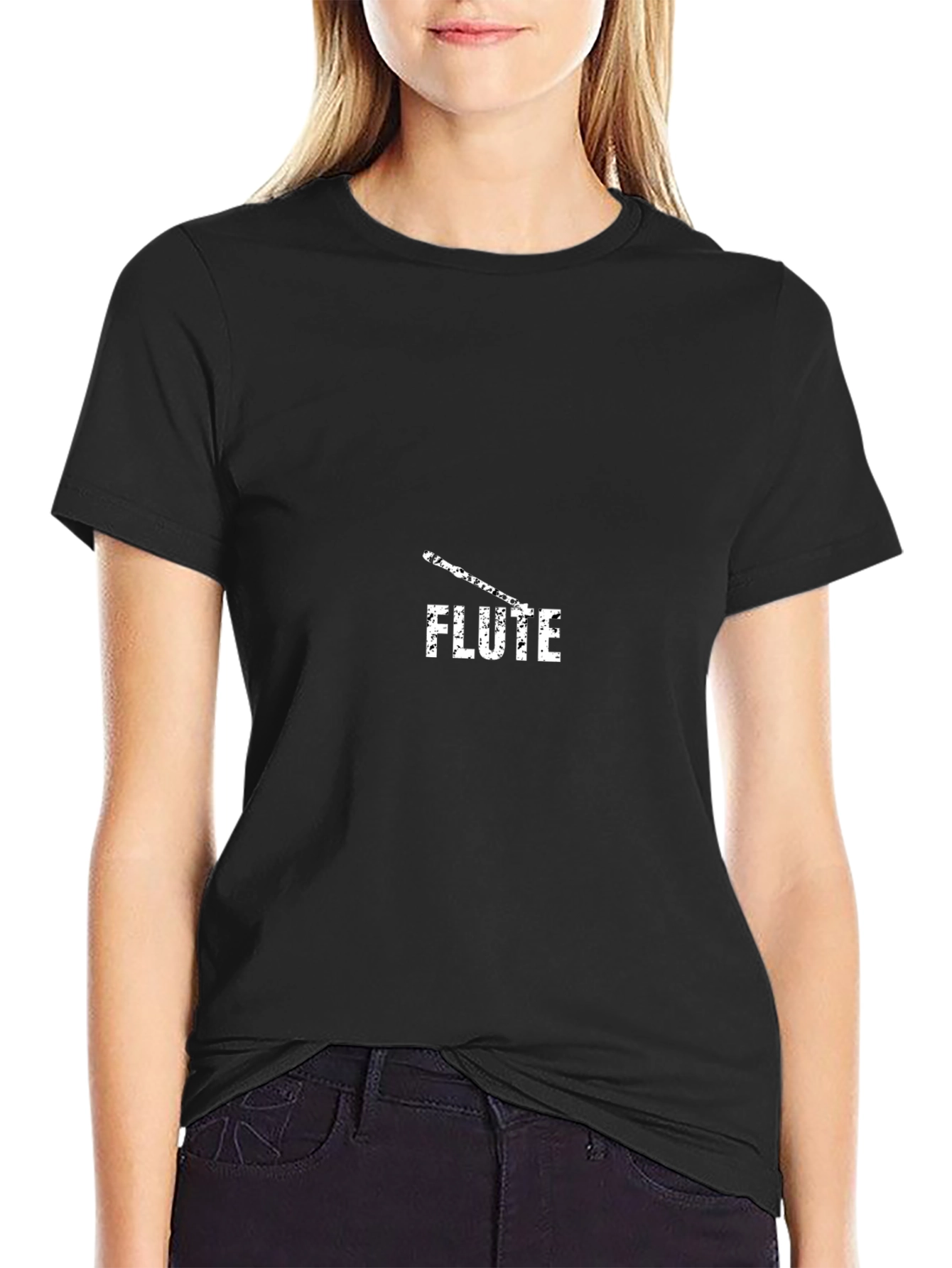 Flute Graphic T-Shirt - Black Cotton Tee