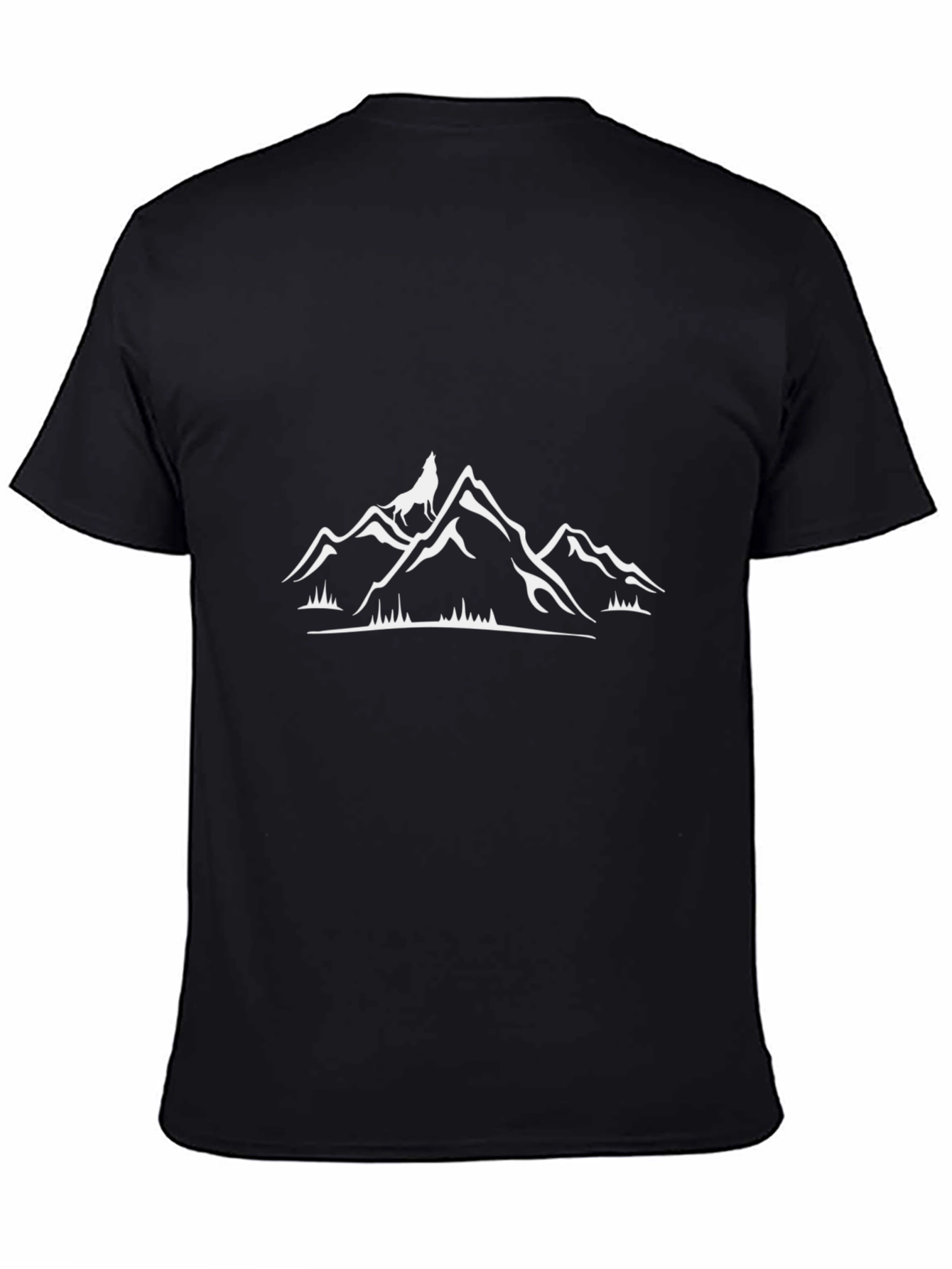 Mens Black Wolf Mountain Graphic Tee