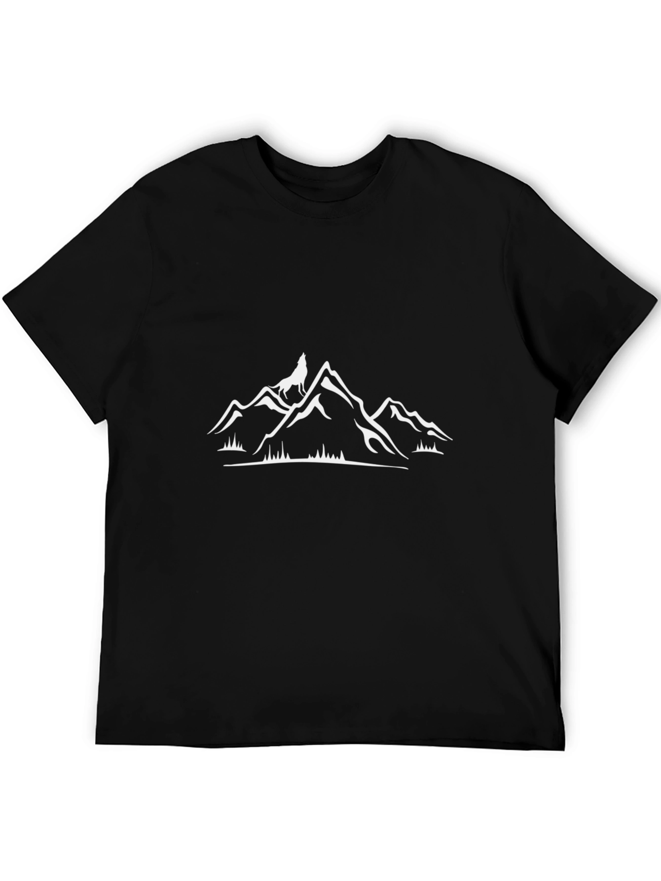 Mens Black Wolf Mountain Graphic Tee