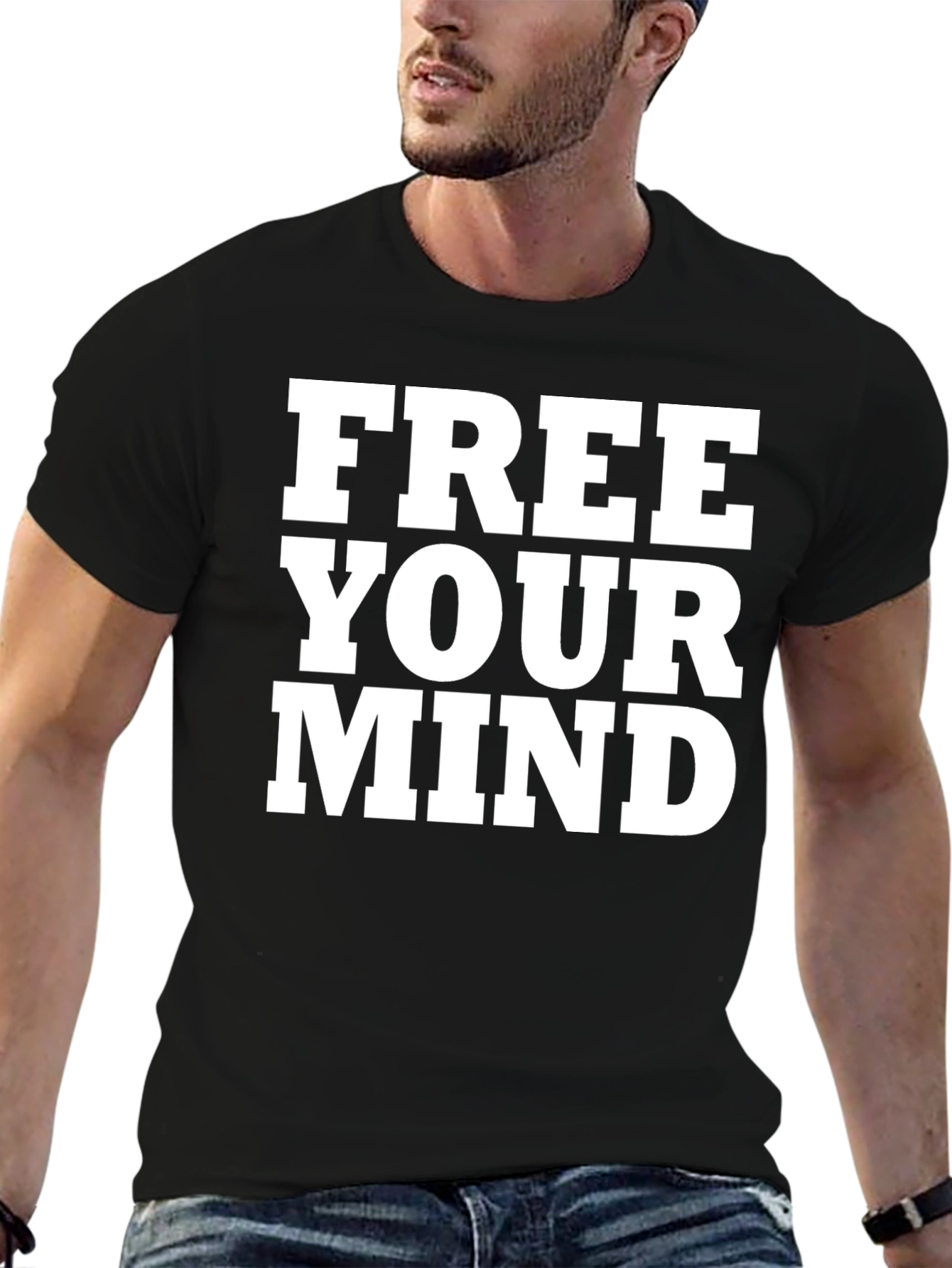 Free Your Mind Graphic Tee - Black Cotton T-Shirt