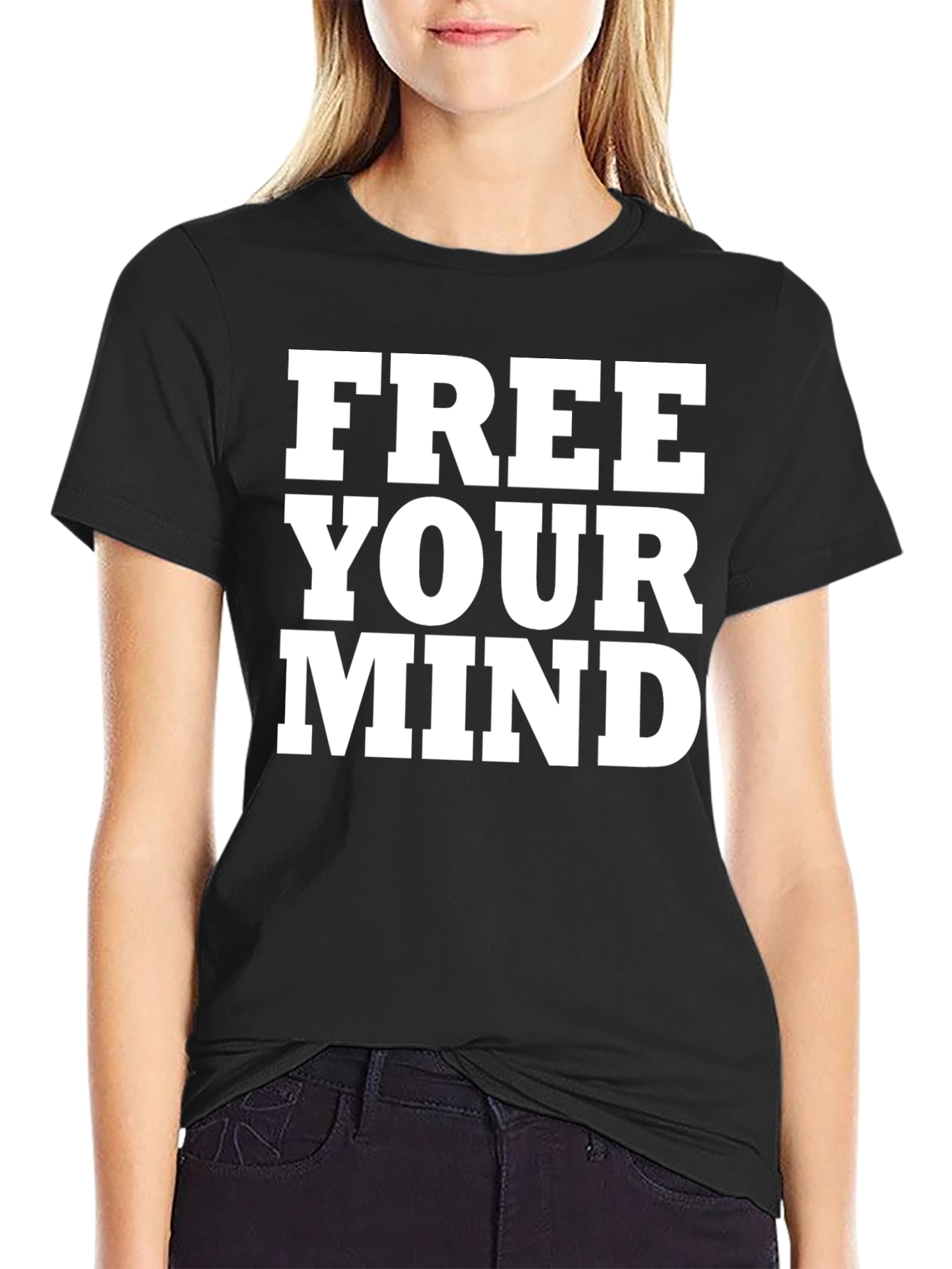 Free Your Mind Graphic Tee - Black Cotton T-Shirt