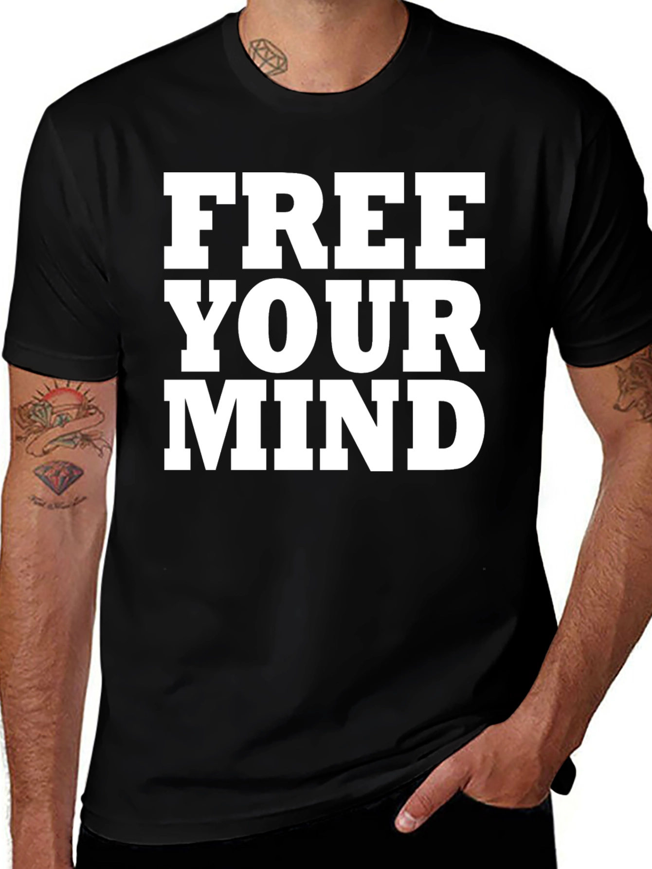 Free Your Mind Graphic Tee - Black Cotton T-Shirt