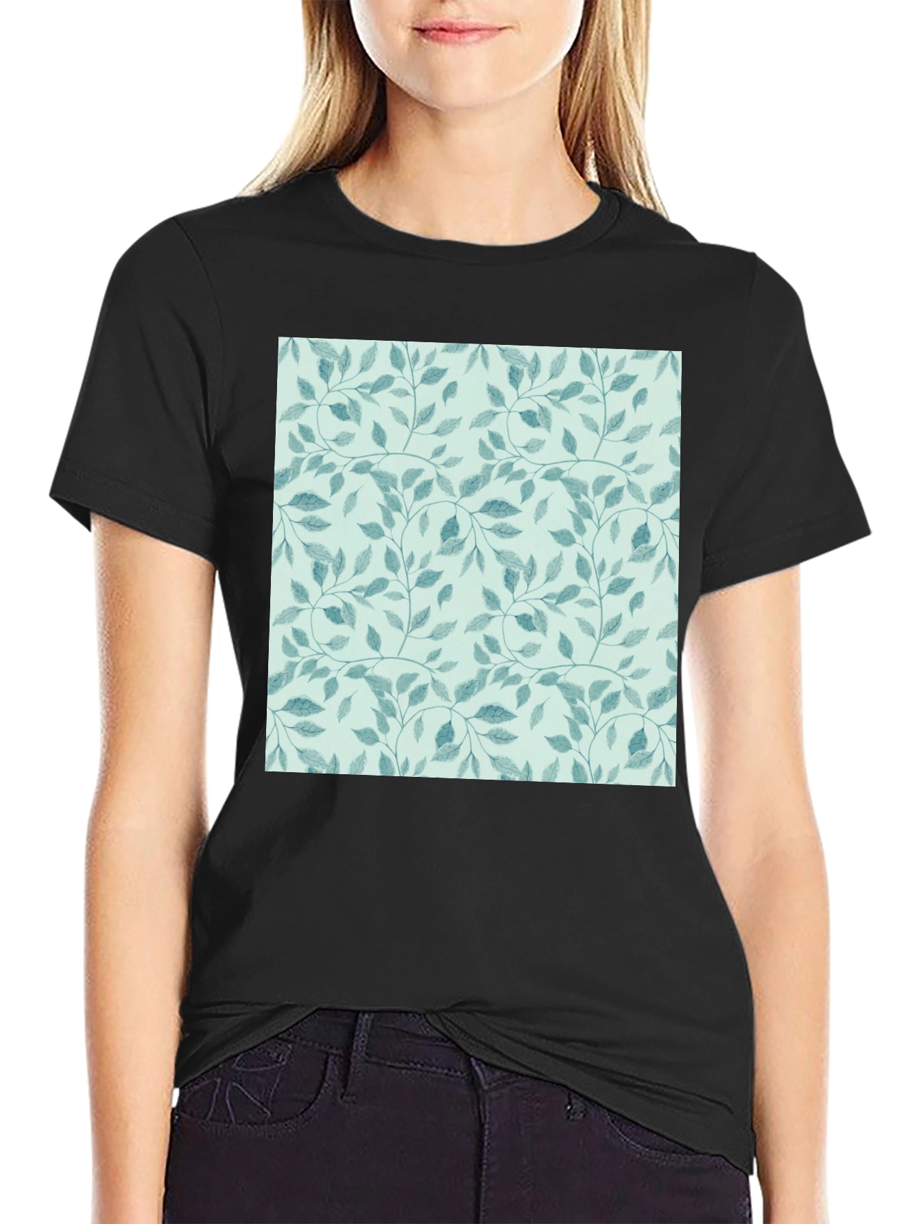 Nature Pattern Black T-Shirt