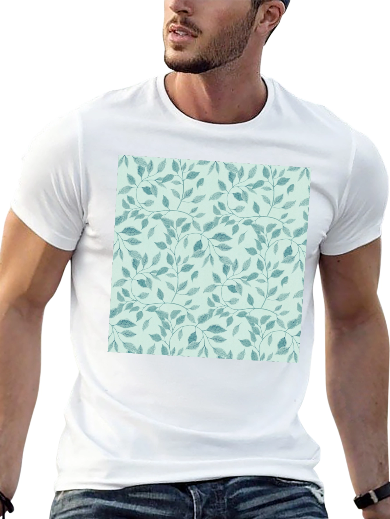 Nature Pattern Black T-Shirt
