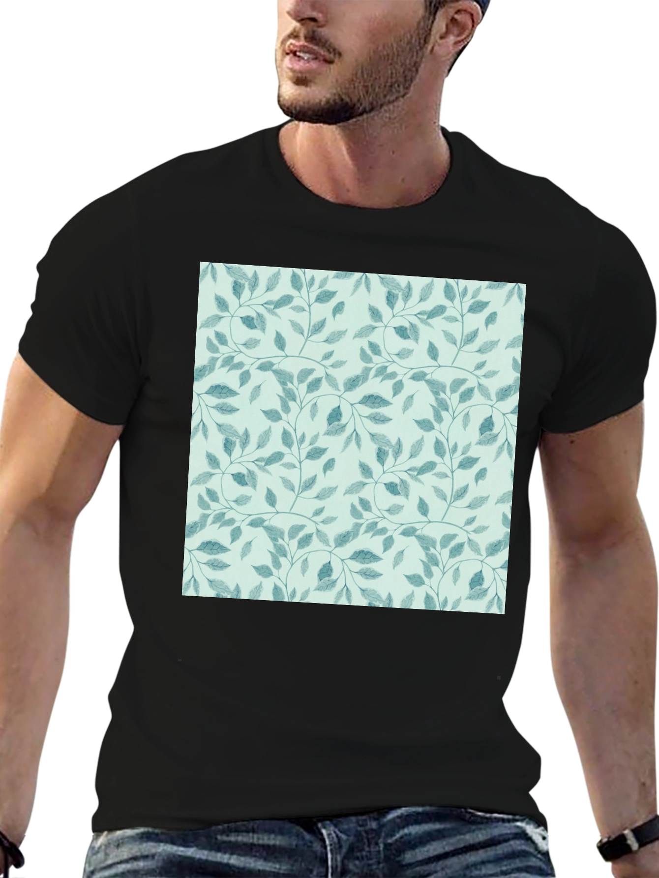 Nature Pattern Black T-Shirt