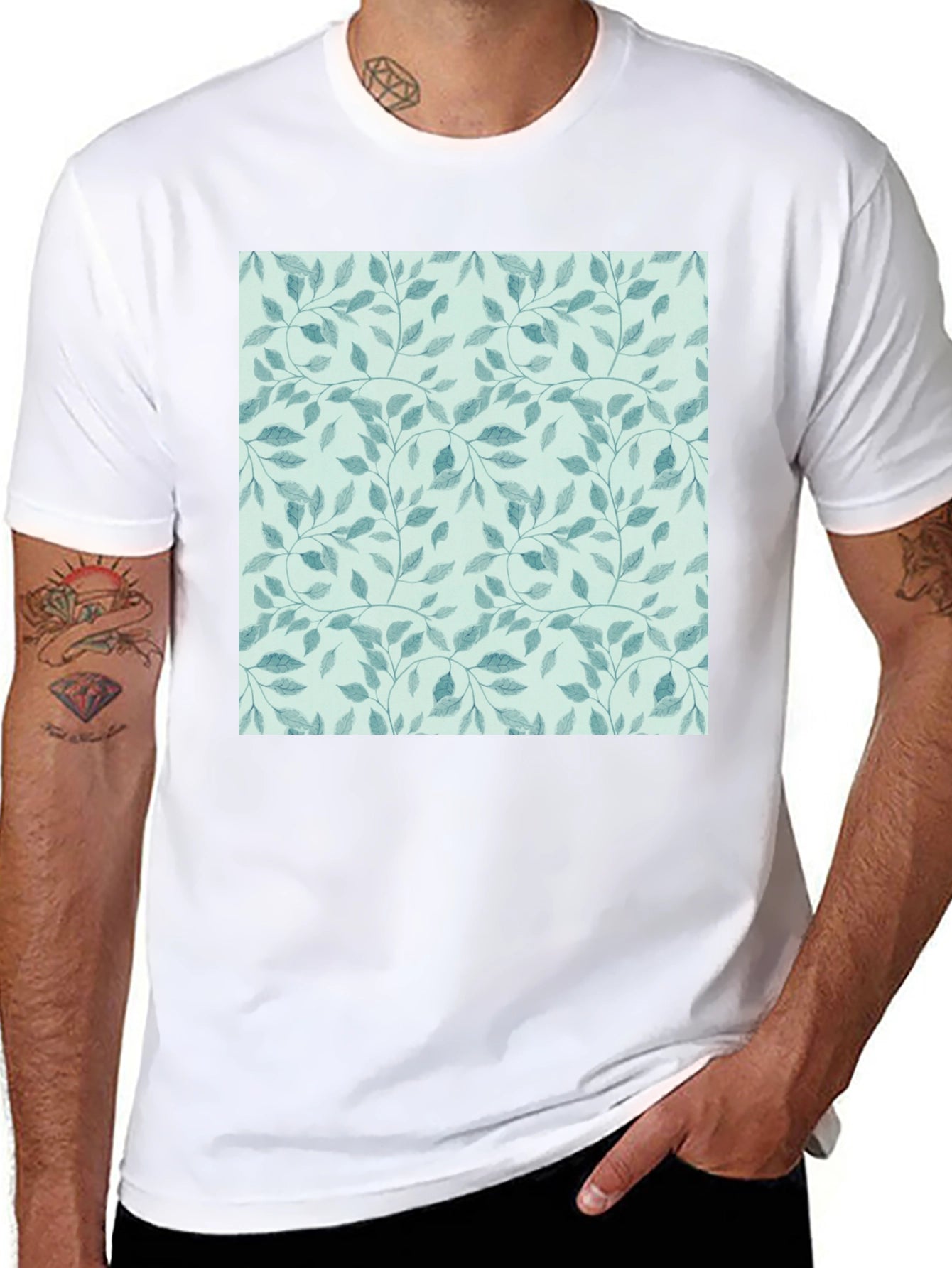 Nature Pattern Black T-Shirt