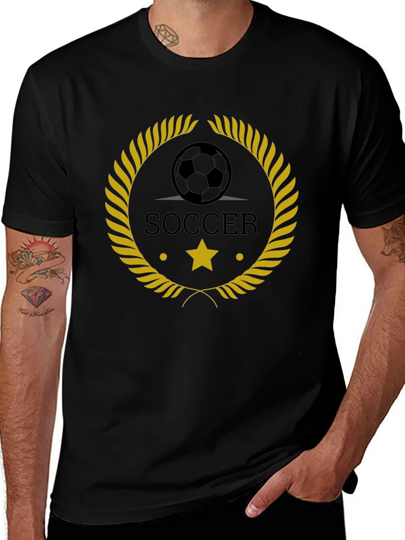 Soccer Emblem Black T-Shirt