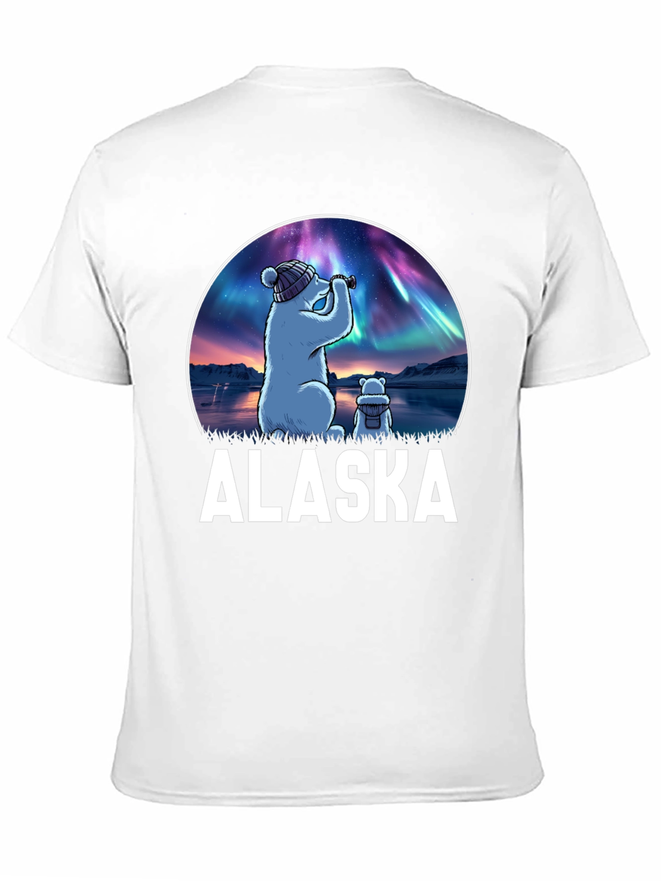 Alaska Bear Northern Lights Graphic T-Shirt