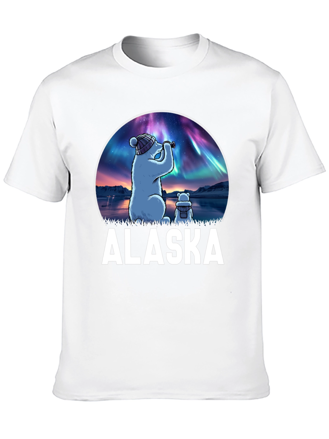 Alaska Bear Northern Lights Graphic T-Shirt
