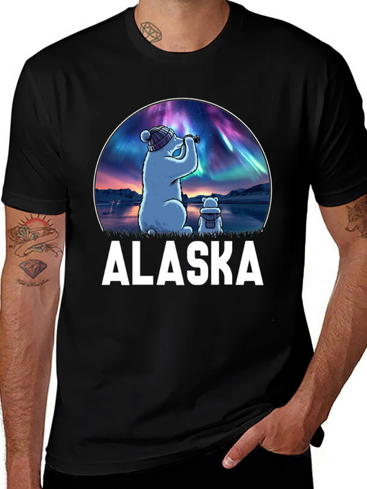Alaska Bear Northern Lights Graphic T-Shirt