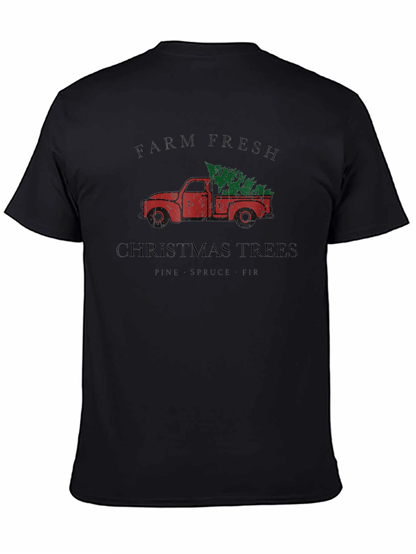 Farm Fresh Christmas Trees Truck Graphic Tee - Black