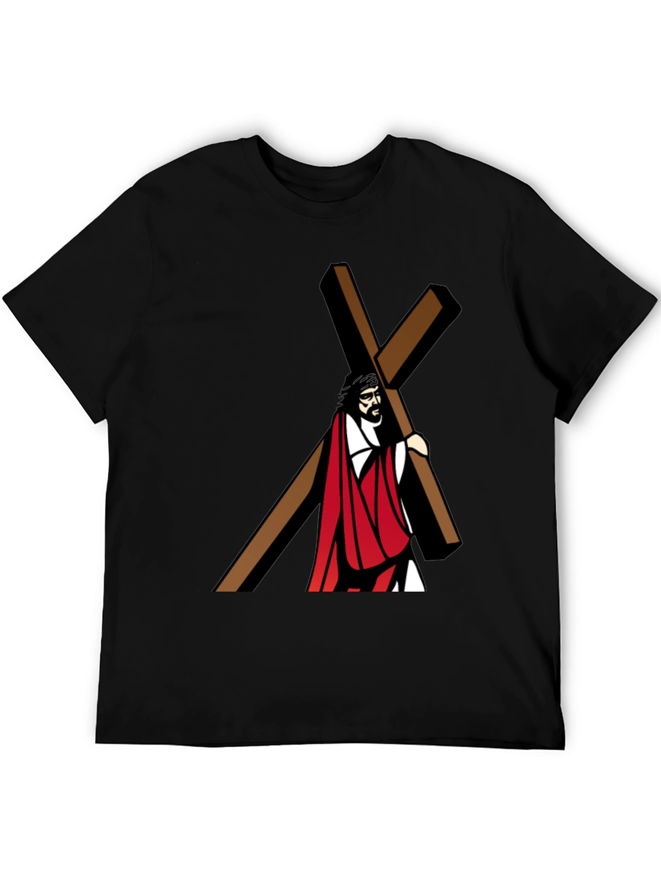 Jesus Carrying Cross Graphic T-Shirt - Black