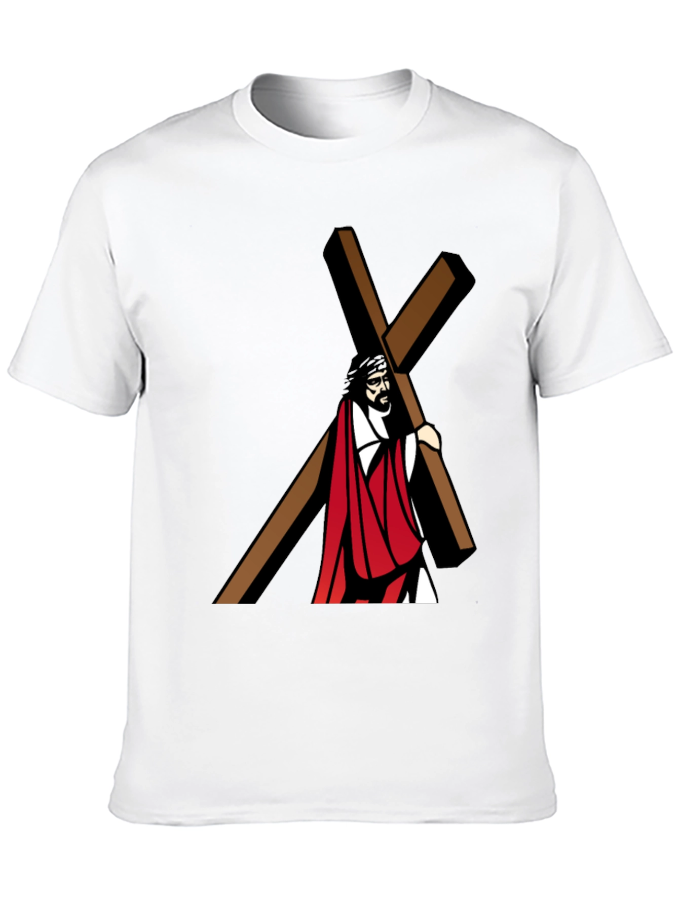 Jesus Carrying Cross Graphic T-Shirt - Black