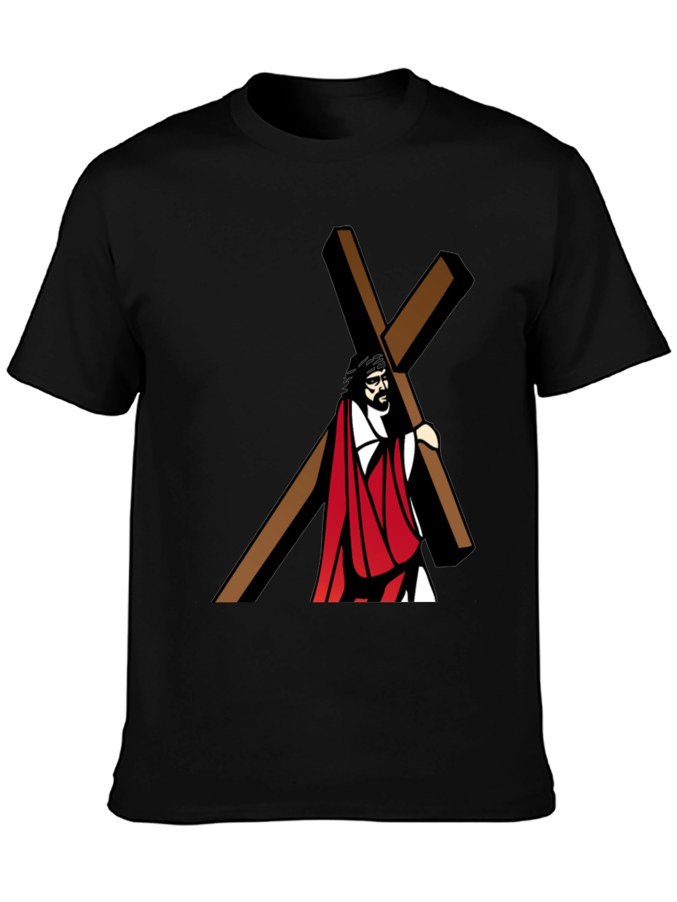 Jesus Carrying Cross Graphic T-Shirt - Black
