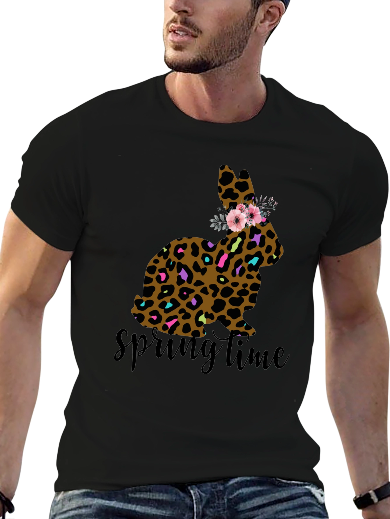 Leopard Print Easter Bunny Springtime T-Shirt