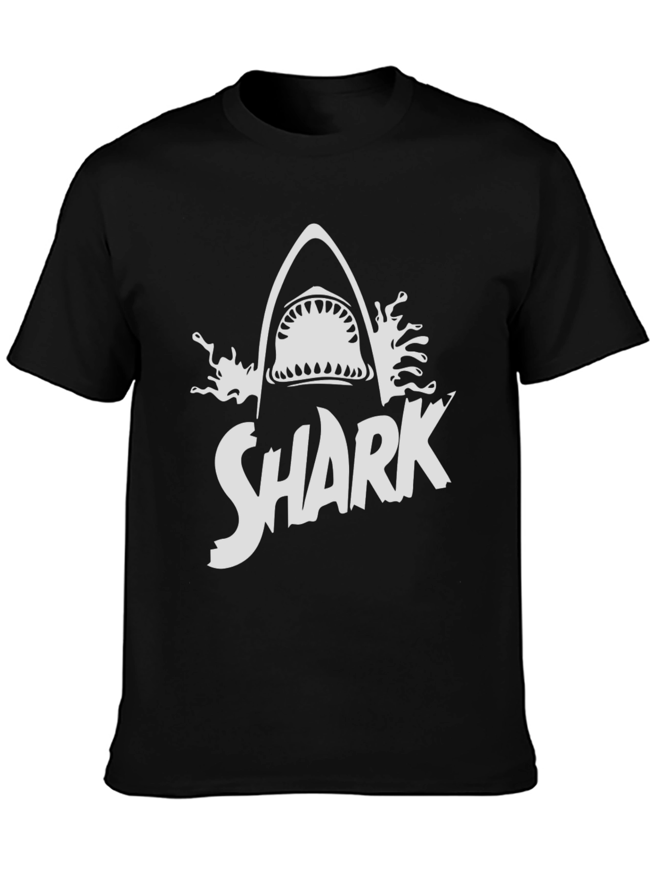 Shark Graphic Print Black T-Shirt