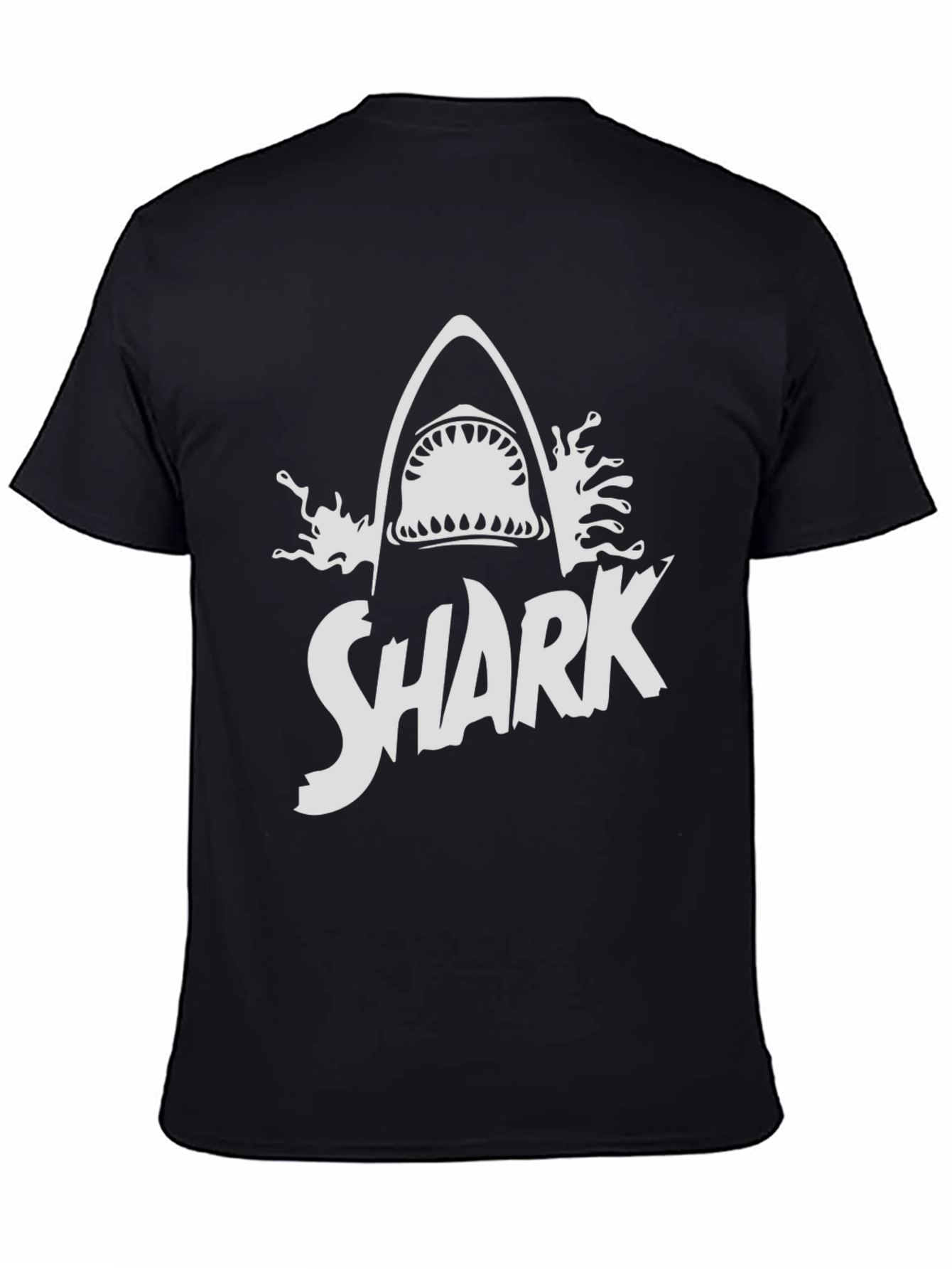 Shark Graphic Print Black T-Shirt
