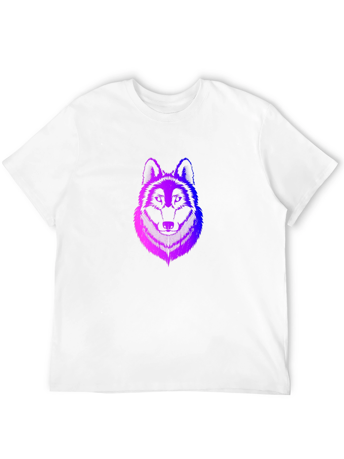 Mens Black T-Shirt with Gradient Wolf Design